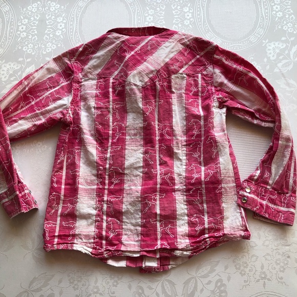 Rodeo Girl By Lin Western Style Pink/White Plaid Shirt Girls Size M Embroidered - Picture 2 of 16